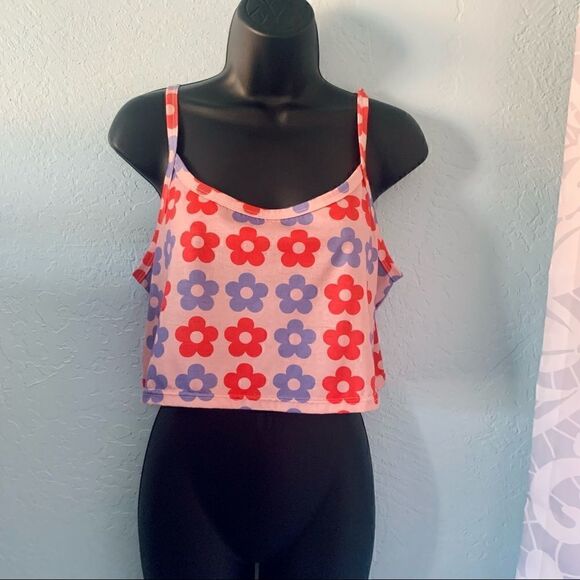 SHEIN Curve Floral Crop Tank Top Size 2XL - Picture 1 of 7